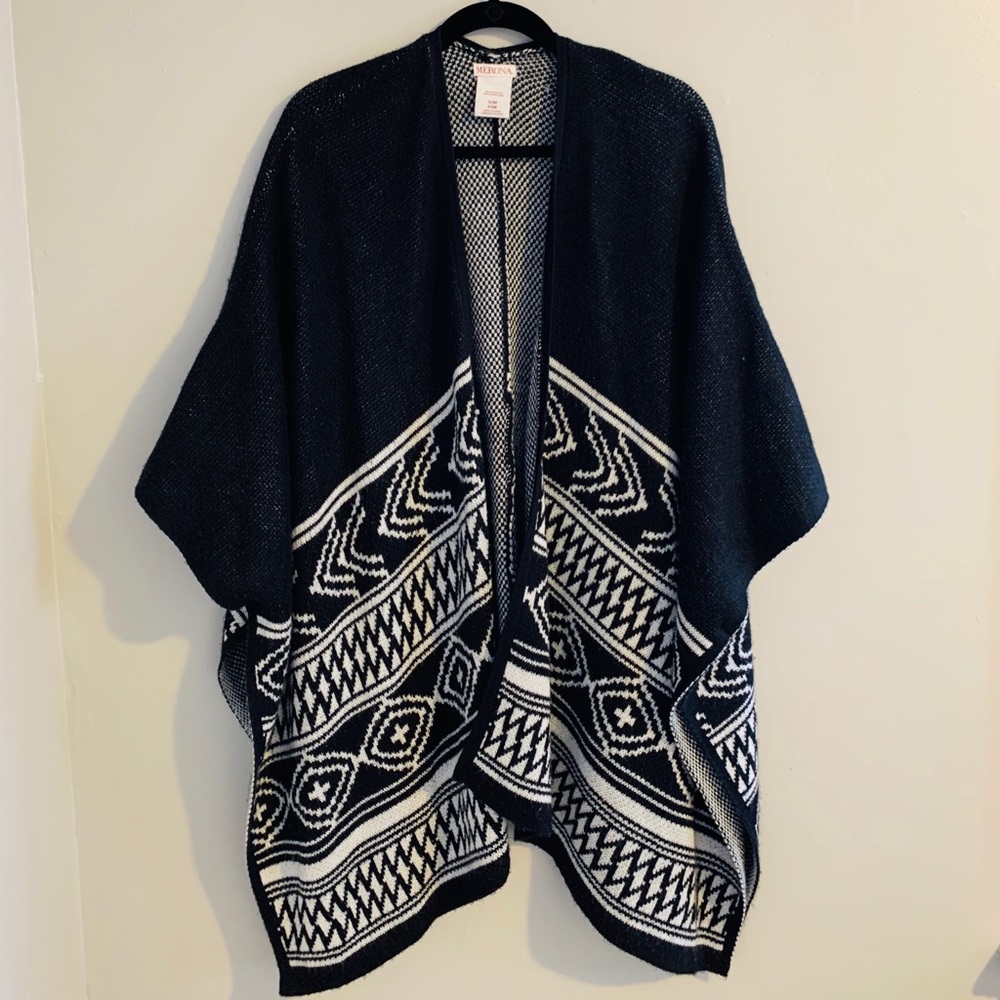 Black and White Merona Sweater Poncho